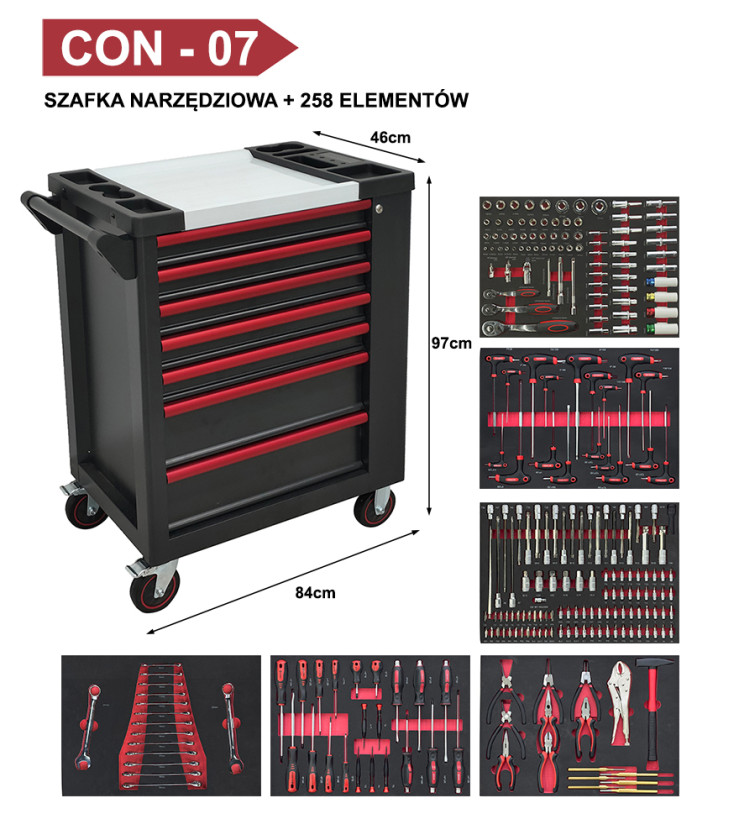 CON-07 + 258 ELEMENTÓW SZAFKA Z WYPOSAŻENIEM